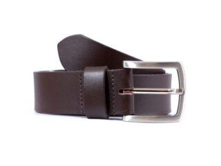 La Guêpe - Ceinture grande taille cuir 40mm marron foncé, boucle aux belles lignes courbes 4065 145 cm
