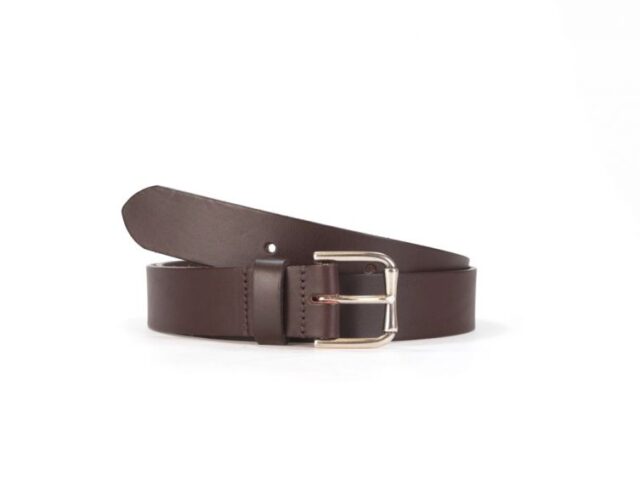 La Guêpe - Ceinture grande taille en cuir marron et sa boucle élégante – rouleau fixe -4024 145 cm