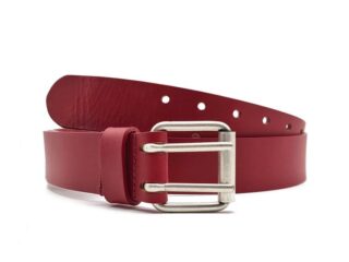 La Guêpe - Ceinture grande taille en cuir rouge double perforation 4007 R 130 cm