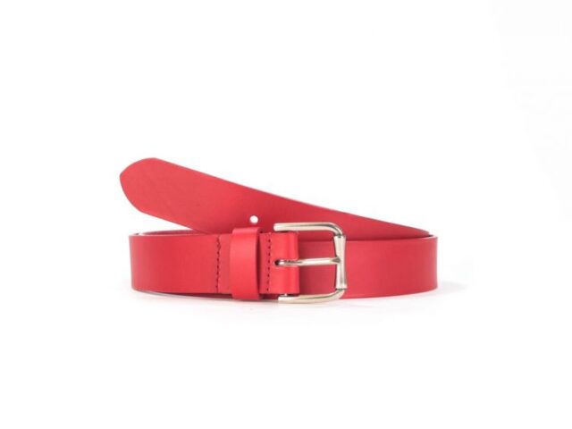 La Guêpe - Ceinture grande taille en cuir rouge et sa boucle élégante – rouleau fixe -4024 130 cm