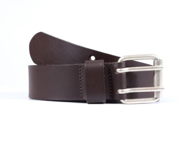 La Guêpe - Ceinture grande taille homme en cuir marron double perforation 4007 M 145 cm