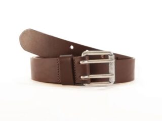 La Guêpe - Ceinture homme en cuir marron double perforation 120 cm