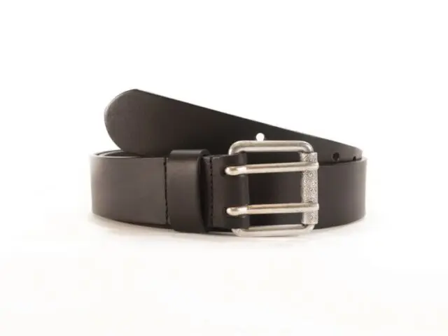 La Guêpe - Ceinture homme en cuir noir double perforation 4021 120 cm