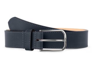La Guêpe - Ceinture premium cuir chic bleu marine, boucle rectangulaire, classique, argentée  35mm  5122 Choisir