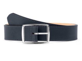 La Guêpe - Ceinture premium cuir chic bleu marine, boucle rectangulaire, moderne, argentée  35mm  5121 Choisir
