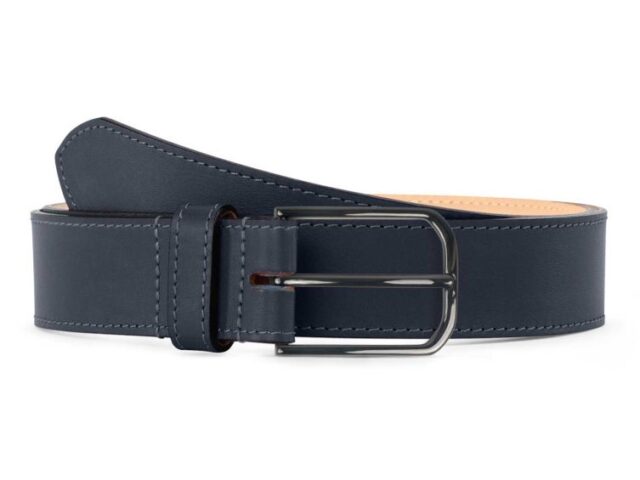 La Guêpe - Ceinture premium cuir chic bleu marine, boucle rectangulaire, moderne, finition canon de fusil brillant – 35mm – 5123 Choisir