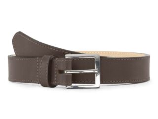 La Guêpe - Ceinture premium cuir chic marron foncé, boucle carrée, classique, argentée  30mm  5126 Choisir