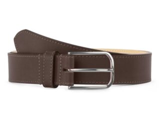 La Guêpe - Ceinture premium cuir chic marron foncé, boucle rectangulaire, classique, argentée  35mm  5122 Choisir