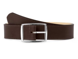 Ceinture premium cuir chic marron foncé, boucle rectangulaire, moderne, argentée – 35mm – 5121 Choisir par la marque La Guêpe La Guêpe - Ceinture premium cuir chic marron foncé, boucle rectangulaire, moderne, argentée – 35mm – 5121 Choisir