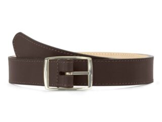 La Guêpe - Ceinture premium cuir chic marron foncé, boucle rectangulaire, moderne, dorée  30mm  5118 Choisir