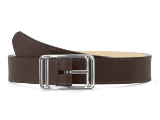 Ceinture premium cuir chic marron foncé, boucle rectangulaire, originale, argentée – 30mm – 5117 Choisir par la marque La Guêpe La Guêpe - Ceinture premium cuir chic marron foncé, boucle rectangulaire, originale, argentée – 30mm – 5117 Choisir