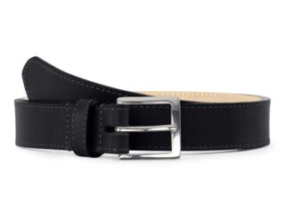La Guêpe - Ceinture premium cuir chic noir, boucle carrée, classique, argentée  30mm  5126 Choisir