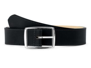 La Guêpe - Ceinture premium cuir chic noir, boucle rectangulaire, moderne, argentée  35mm  5121 Choisir