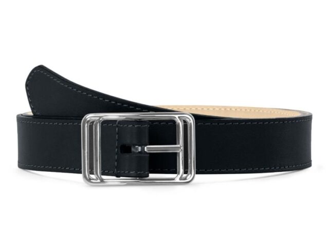 La Guêpe - Ceinture premium cuir chic noir, boucle rectangulaire, originale, argentée – 30mm – 5117 Choisir