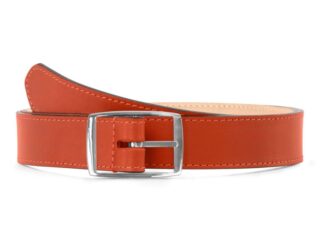 La Guêpe - Ceinture premium cuir chic orange, boucle rectangulaire, moderne, argentée  30mm  5119 Choisir