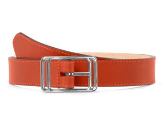 La Guêpe - Ceinture premium cuir chic orange, boucle rectangulaire, originale, argentée  30mm  5117 Choisir