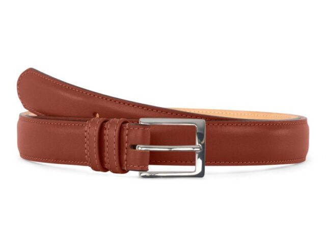 La Guêpe - Ceinture premium cuir costume acajou, boucle carrée, classique, argentée – 30mm – 6126 Choisir