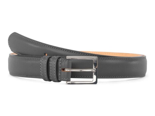 La Guêpe - Ceinture premium cuir costume gris, boucle carrée, classique, argentée – 30mm – 6126 Choisir