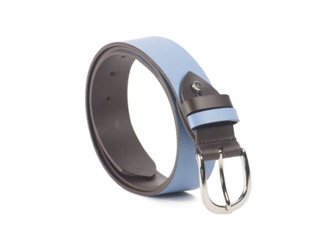La Guêpe - Ceinture Reversible 35mm cuir marron foncé / ciel – 11108 Choisir