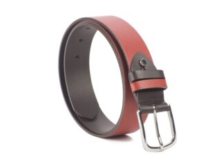 La Guêpe - Ceinture Reversible 35mm cuir marron foncé / rouge  11101 Choisir