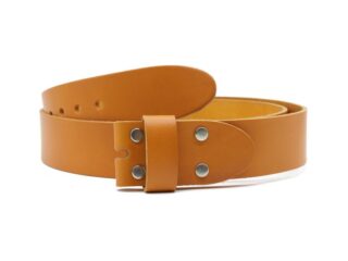 Ceinture sans boucle en cuir gold orangé – 45 mm – 1004 Choisir par la marque La Guêpe La Guêpe - Ceinture sans boucle en cuir gold orangé – 45 mm – 1004 Choisir