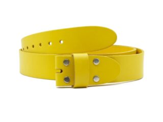 Ceinture sans boucle en cuir jaune – 40 mm – 1003 Choisir par la marque La Guêpe La Guêpe - Ceinture sans boucle en cuir jaune – 40 mm – 1003 Choisir