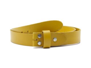Ceinture sans boucle en cuir moutarde – 30 mm – 1001 Choisir par la marque La Guêpe La Guêpe - Ceinture sans boucle en cuir moutarde – 30 mm – 1001 Choisir