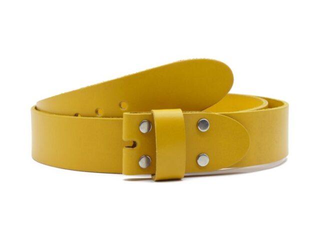 Ceinture sans boucle en cuir moutarde – 40 mm – 1003 Choisir par la marque La Guêpe La Guêpe - Ceinture sans boucle en cuir moutarde – 40 mm – 1003 Choisir