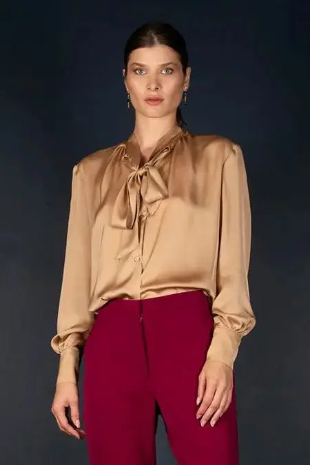 My tailor is Joh - Chemisier Col Lavallière Soie Nude – Soeur