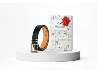 La Guêpe - Coffret 1 ceinture luxe ajustable noir avec boucle à pince