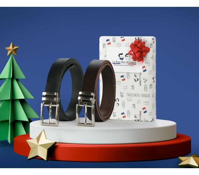 La Guêpe - Ceintures - Coffret 2 ceintures casual ajustables noir et marron avec boucle à pince
