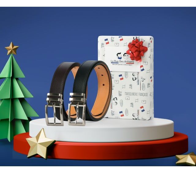 La Guêpe - Ceintures - Coffret 2 ceintures luxe ajustables noir et marron avec boucle à pince