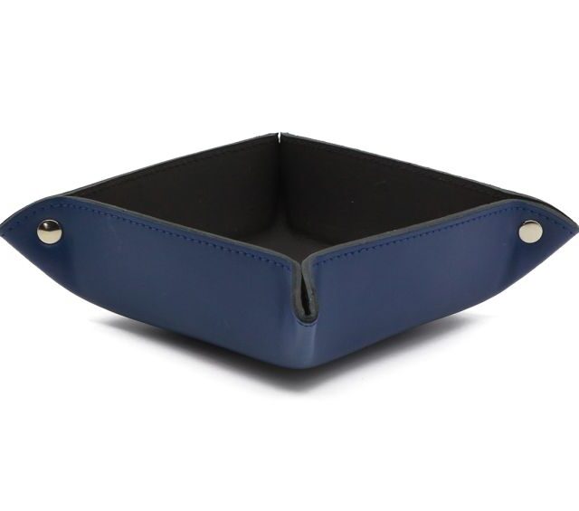 Lavoisier Maroquinier - Coffret accessoires de bureau en cuir bleu - COF acc.1