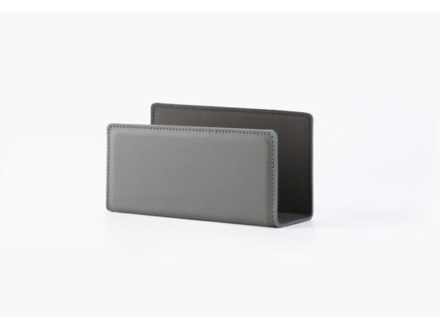 Lavoisier Maroquinier - Coffret accessoires de bureau en cuir gris - COF acc.1