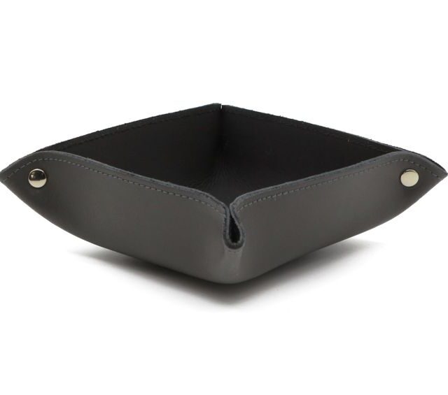 Lavoisier Maroquinier - Coffret accessoires de bureau en cuir gris - COF acc.1