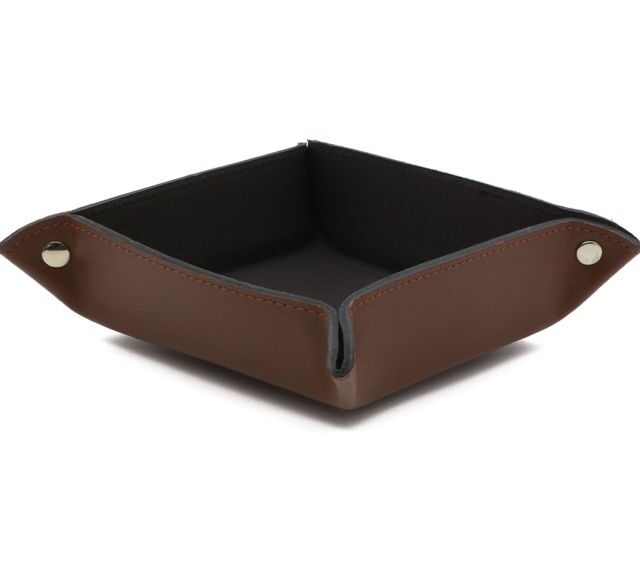 Lavoisier Maroquinier - Coffret accessoires de bureau en cuir marron - COF acc.1