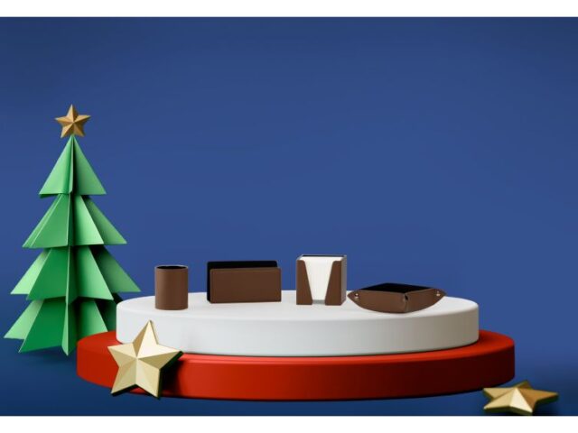 Lavoisier Maroquinier - Coffret accessoires de bureau en cuir marron - COF acc.1