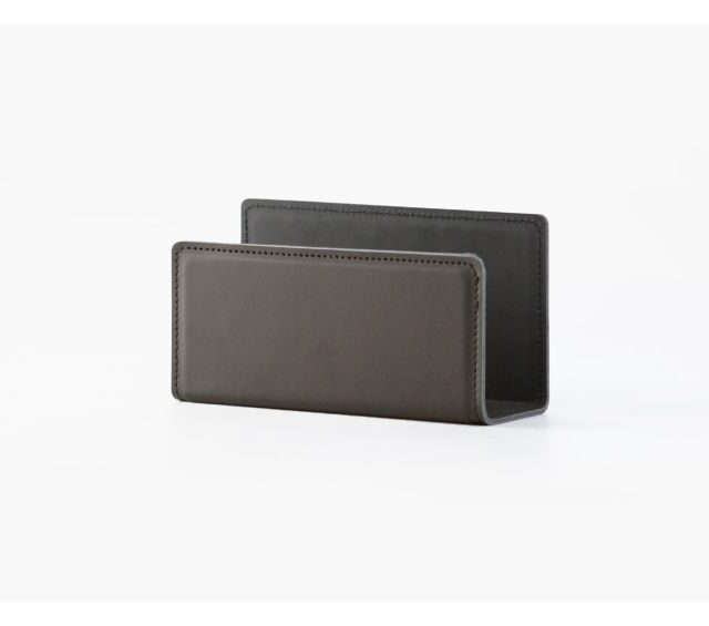 Lavoisier Maroquinier - Coffret accessoires de bureau en cuir marron foncé - COF acc.1