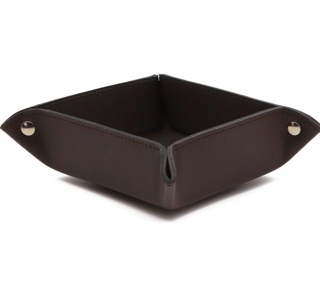 Lavoisier Maroquinier - Coffret accessoires de bureau en cuir marron foncé - COF acc.1