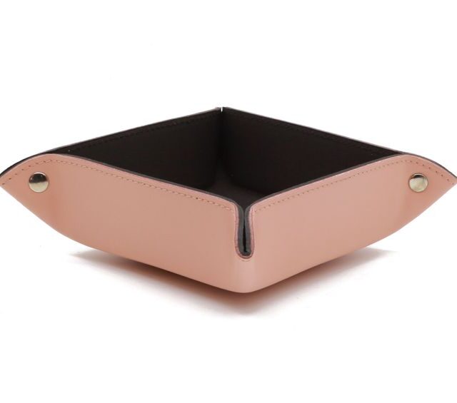 Lavoisier Maroquinier - Coffret accessoires de bureau en cuir rose - COF acc.1