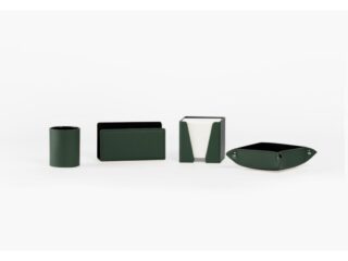 LAVOISIER Maroquinier - Coffret accessoires de bureau en cuir vert – COF acc.1