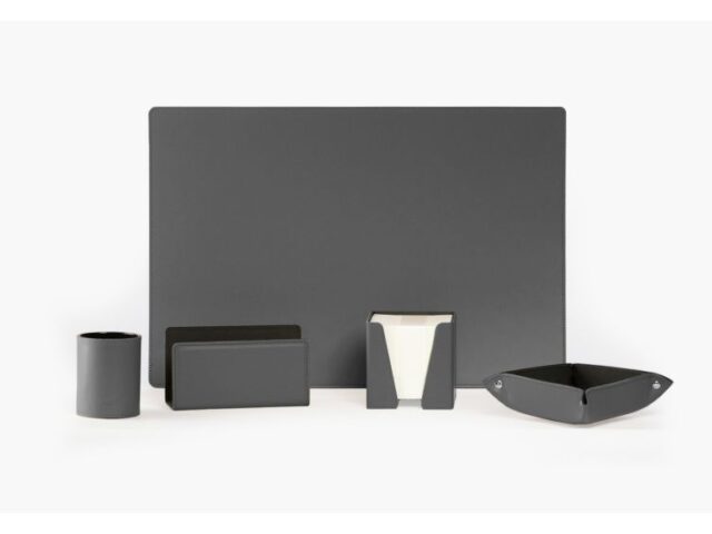 LAVOISIER Maroquinier - Coffret classique 38cm en cuir gris – COF-500-38