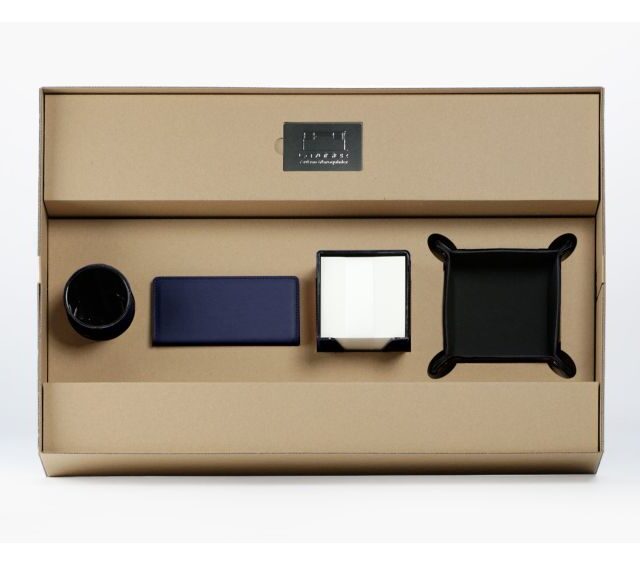 Lavoisier Maroquinier - Coffret classique 60cm en cuir bleu - COF-500-60