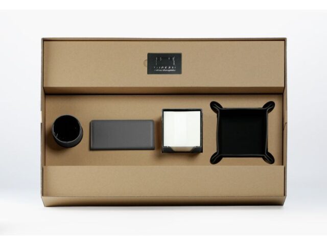 Lavoisier Maroquinier - Coffret classique 60cm en cuir gris - COF-500-60