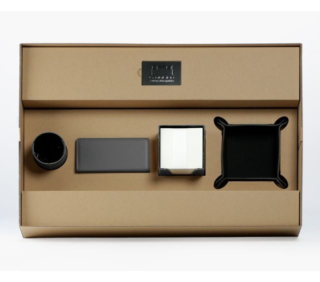 Lavoisier Maroquinier - Coffret classique 60cm en cuir gris - COF-500-60