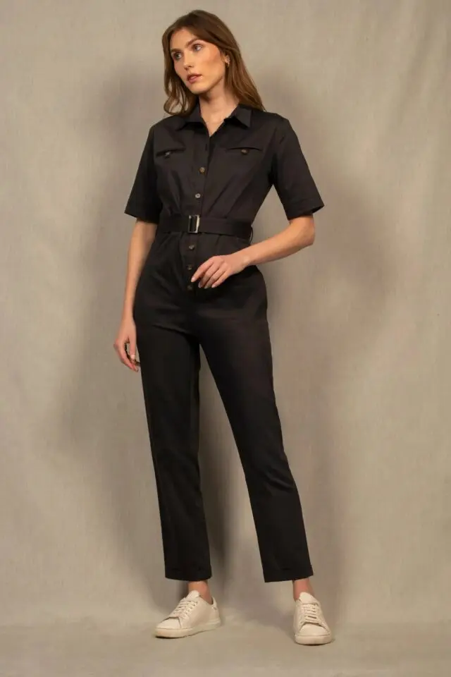 My tailor is Joh - La combinaison pantalon femme coton noir Parenthèse