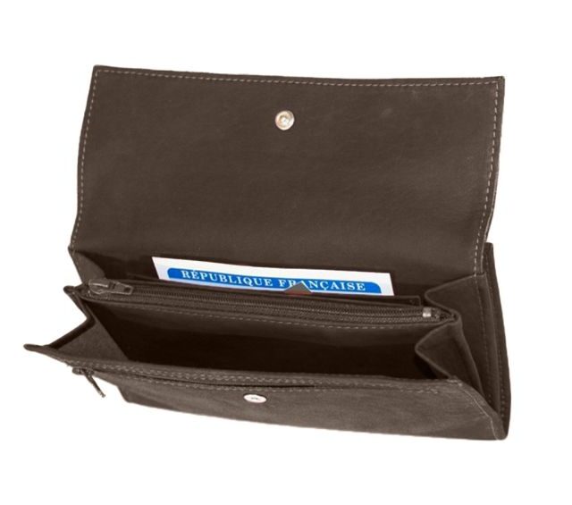 La Guêpe - Petite Maroquinerie - Portefeuille compagnon en cuir marron - 573