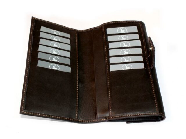 La Guêpe - Petite Maroquinerie - Portefeuille compagnon en cuir marron - 573