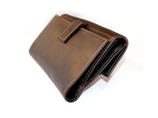 La Guêpe - Petite Maroquinerie - Portefeuille compagnon en cuir marron - 573