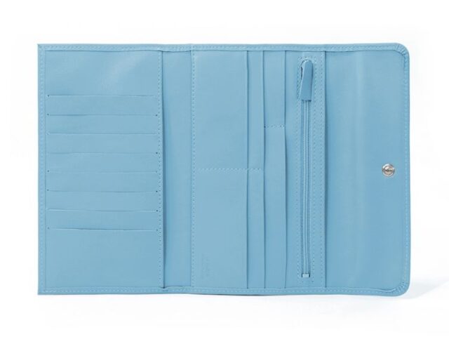 La Guêpe - Petite Maroquinerie - Compagnon en cuir bleu ciel - 12 cartes de crédit - 290